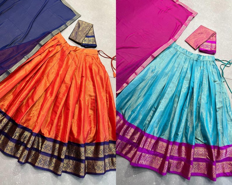 Woven Flared Lehenga Choli Set with Dupatta