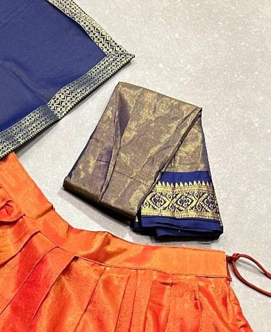 Woven Flared Lehenga Choli Set with Dupatta