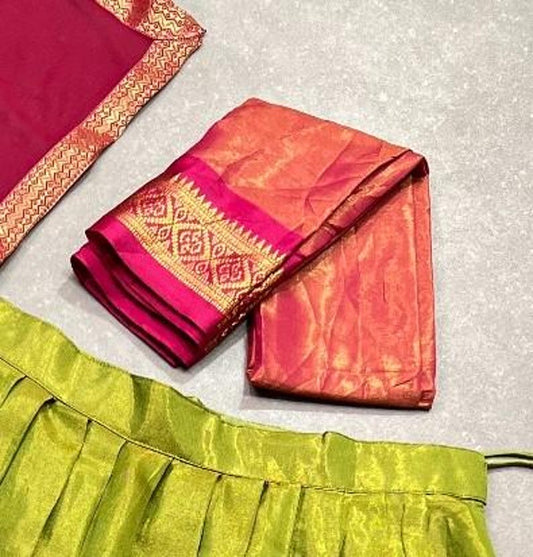 Yellow Jacquard Zari Pattern Art Silk Lehenga with Georgette Lace Dupatta - Bright and Joyful for Pongal Festivities