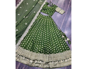 Green Georgette Embroidery Work Party Wear Lehenga Choli
