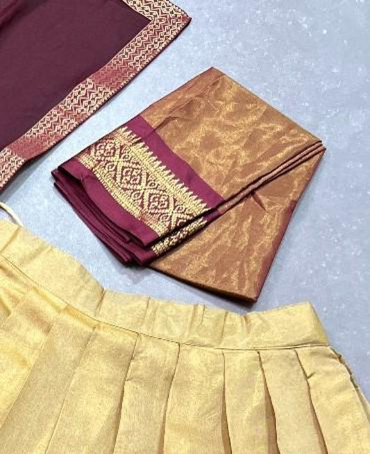 Wine Color Patola Printed With Foil Work Tussar Silk Wedding Lehenga Choli
