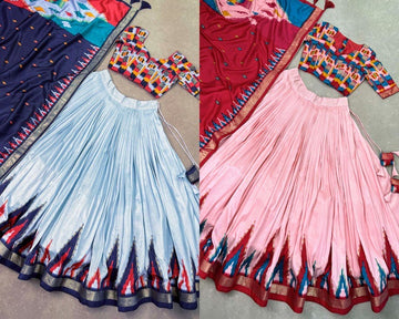 Women's Tussar Silk With Patola Print Lehenga Choli With Dupatta