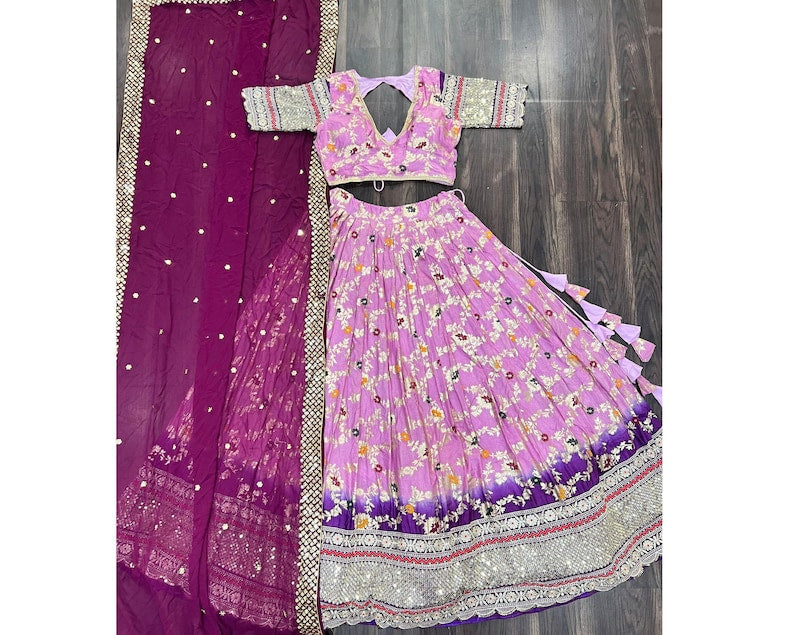 Pink Viscose Jacquard Lehenga Choli