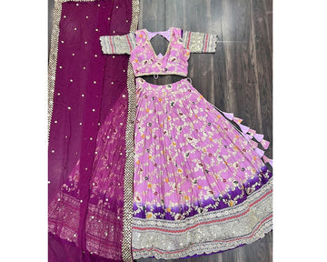Pink Viscose Jacquard Lehenga Choli