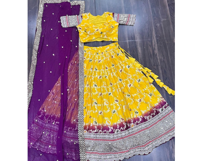 Yellow Color Viscose Jacquard Lehenga Choli