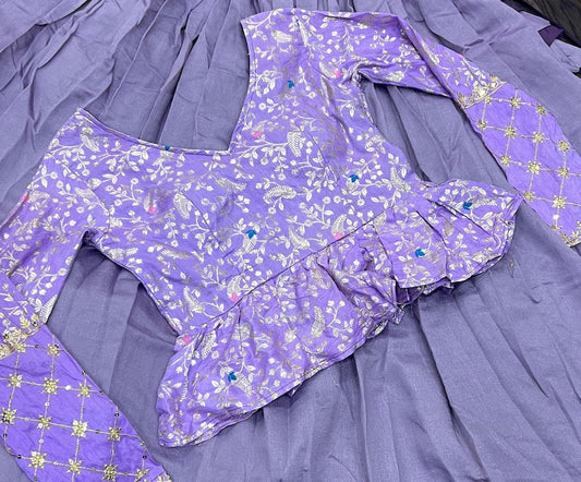 Fox Georgette with Jacket Multi Color Embroidery Work Lehenga Choli