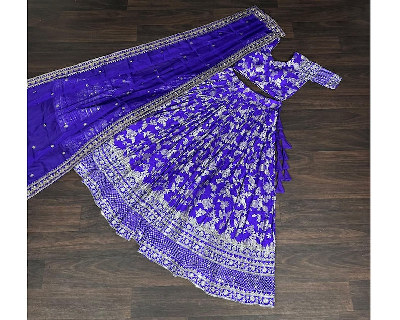 Purple Colour Georgette and Thread with Sequnce Work Party Wear Collection Special Lehenga Choli Set