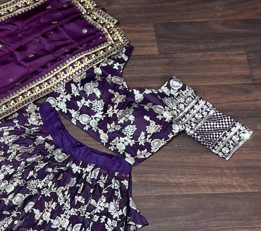 Purple Colour Georgette and Thread with Sequnce Work Party Wear Collection Special Lehenga Choli Set