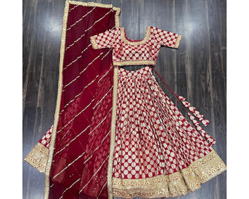 Velvet Lehenga Choli with Velvet Blouse & Net Dupatta