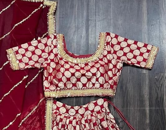 Velvet Lehenga Choli with Velvet Blouse & Net Dupatta