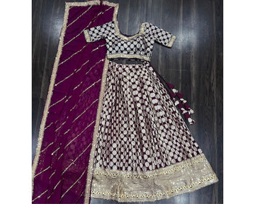 Velvet Lehenga Choli with Velvet Blouse & Net Dupatta