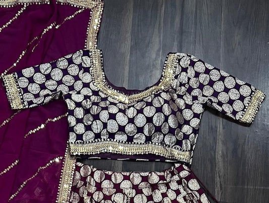 Velvet Lehenga Choli with Velvet Blouse & Net Dupatta