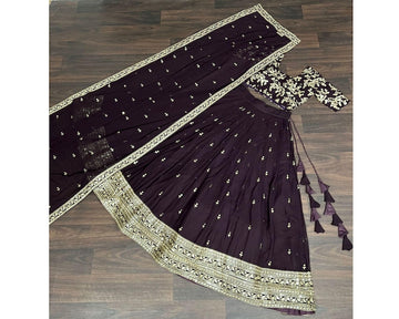 Velvet Lehenga Choli with Velvet Blouse & Net Dupatta