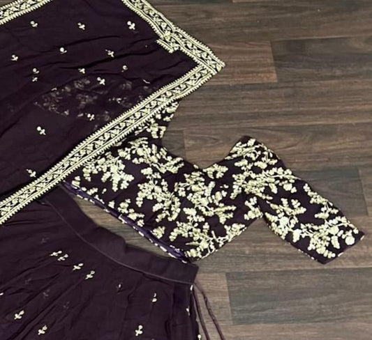 Velvet Lehenga Choli with Velvet Blouse & Net Dupatta
