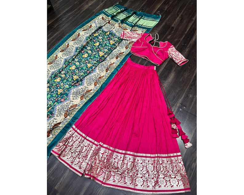 Floral Print Semi Stitched Lehenga Choli
