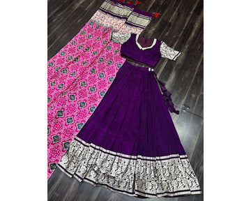 Floral Print Semi Stitched Lehenga Choli