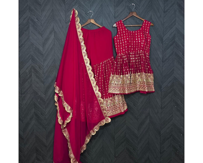 women Ethnic set / rakhi gift for women / special rakhi gift / designer ethnic set / kurta sharara with dupatta set / festival wear for women