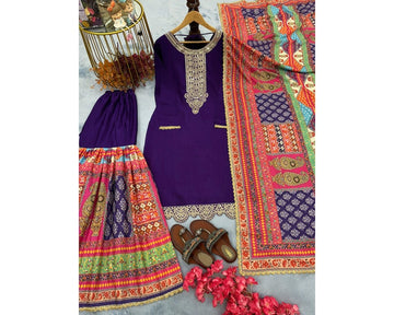 New Designer Party Wear Look Fancy Chinon Silk Suit