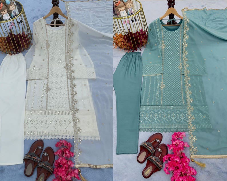 New Designer Party Wear Look Pure Chinon Silk Suit