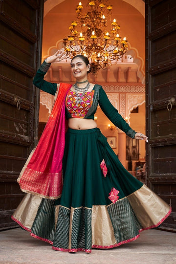 Navratri Special Lehenga with Embroidery and Mirror Work Style for Gujarati Garba