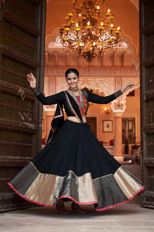 Navratri Special Lehenga with Embroidery and Mirror Work Style for Gujarati Garba