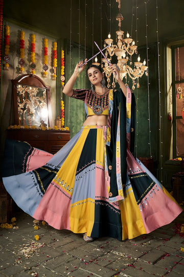 Navratri Special Lehenga with Embroidery and Mirror Work Style for Gujarati Garba