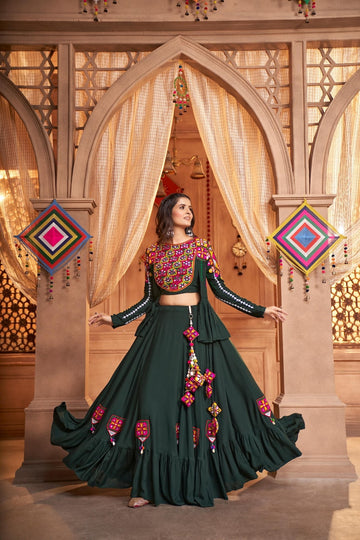 Fox Georgette with Jacket Multi Color Embroidery Work Lehenga Choli