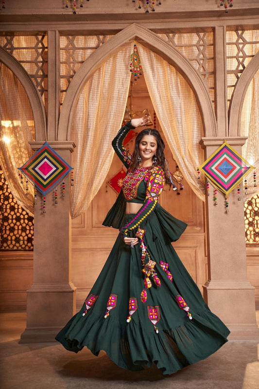 Fox Georgette with Jacket Multi Color Embroidery Work Lehenga Choli