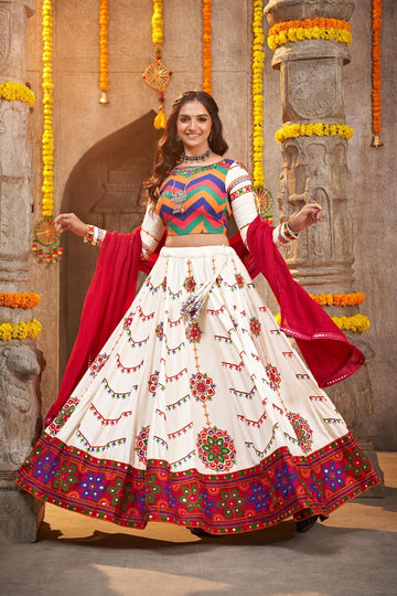 Pearl White Embroidered Navratri Special Chaniya Choli Collection