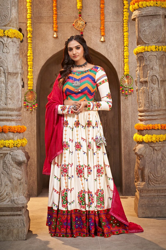 Pearl White Embroidered Navratri Special Chaniya Choli Collection