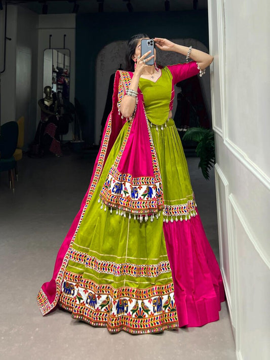 Rajgharana Women's Taffeta Silk Lehenga Choli Material