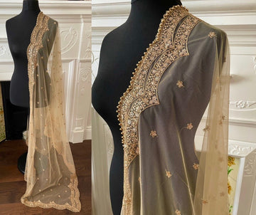 Angel (Mirror) Grey Colour with Three Layer Mirror on Border Net Dupatta