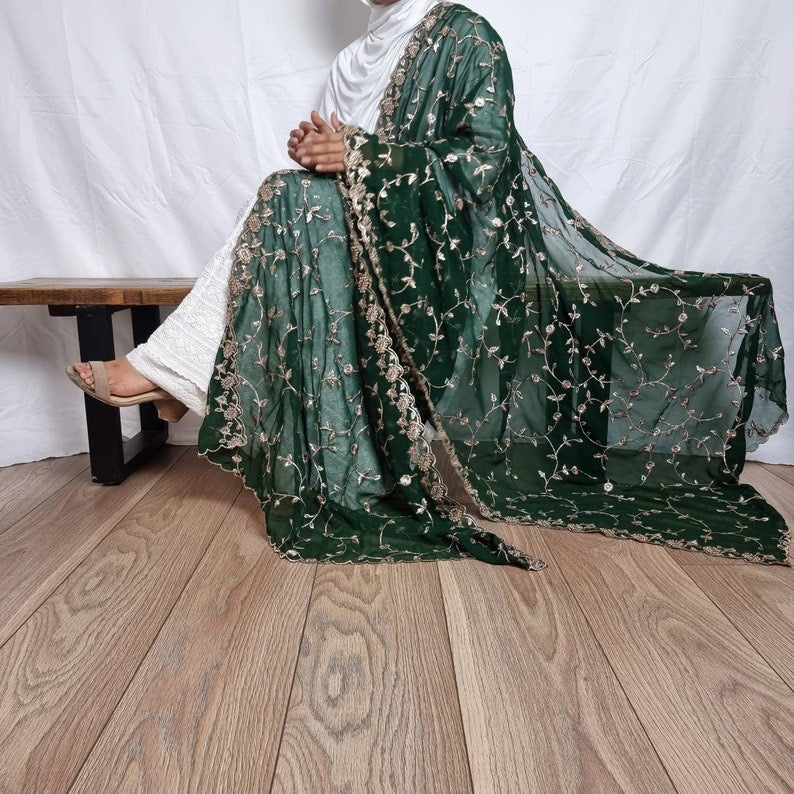 Gold Net Mirror Work (Sitara) Dupattas