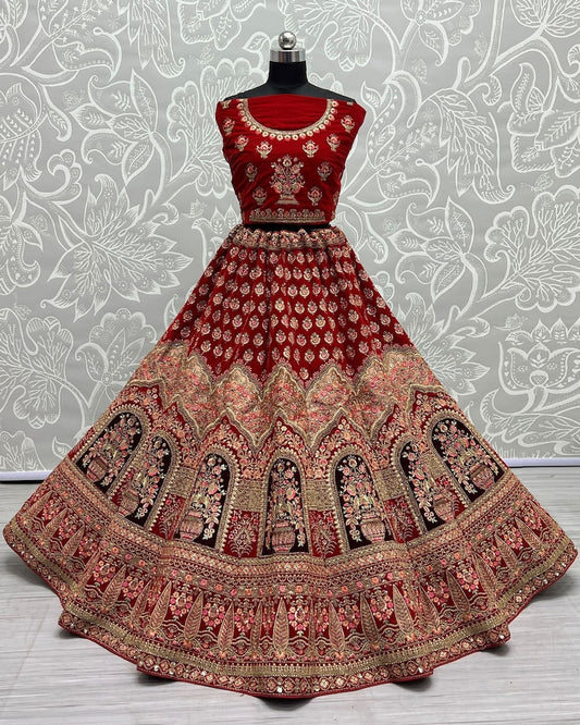 Women's Designer Heavy Dynamic Velvet Bridal Wedding Lehenga Choli