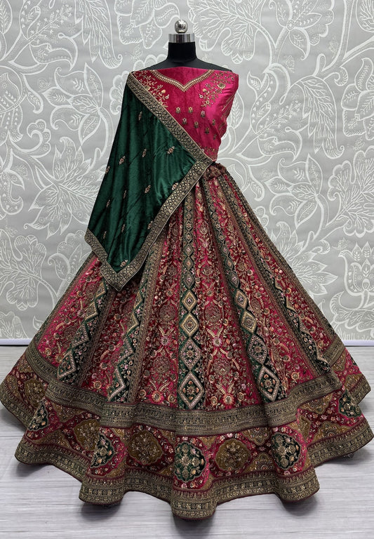 Women's Designer Heavy Dynamic Velvet Bridal Wedding Lehenga Choli