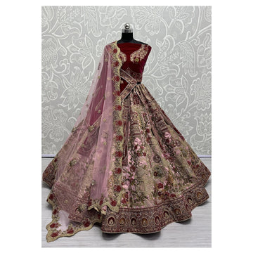 Women's Designer Heavy Dynamic Velvet Bridal Wedding Lehenga Choli