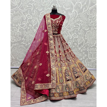 Women's Designer Heavy Dynamic Velvet Bridal Wedding Lehenga Choli