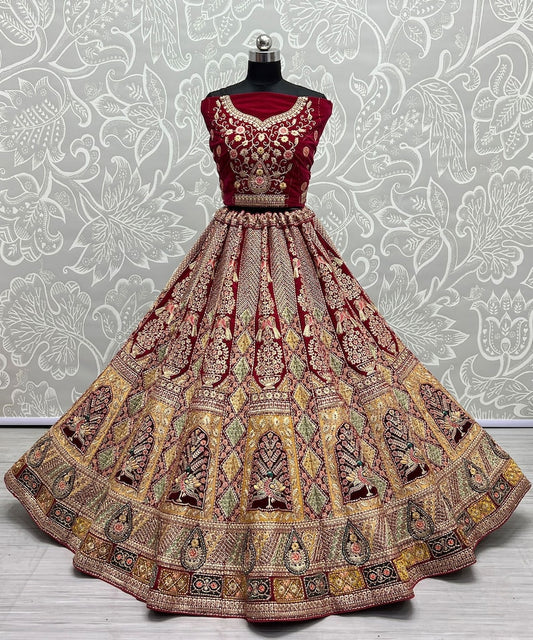 Women's Designer Heavy Dynamic Velvet Bridal Wedding Lehenga Choli