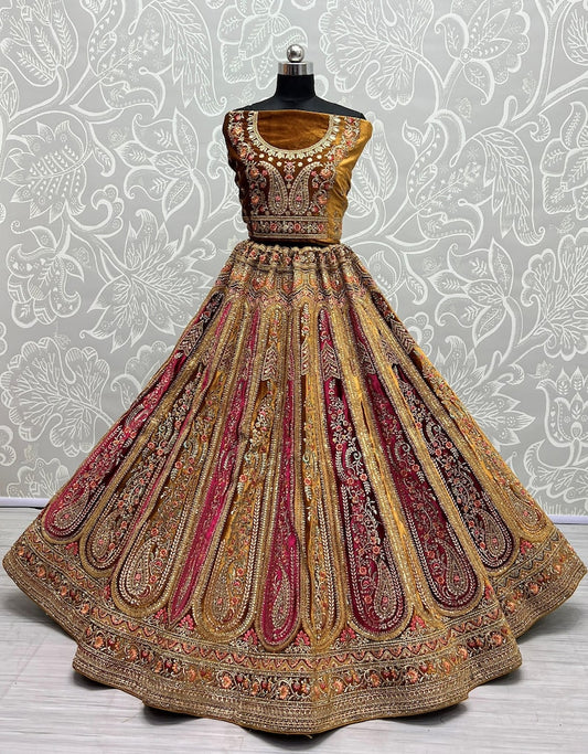 Women's Designer Heavy Dynamic Velvet Bridal Wedding Lehenga Choli