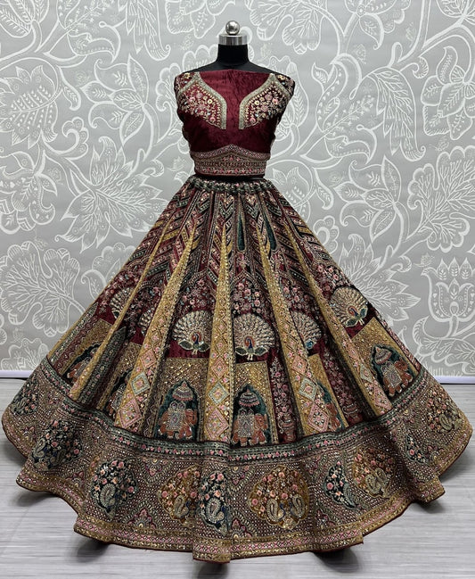 Women's Designer Heavy Dynamic Velvet Bridal Wedding Lehenga Choli