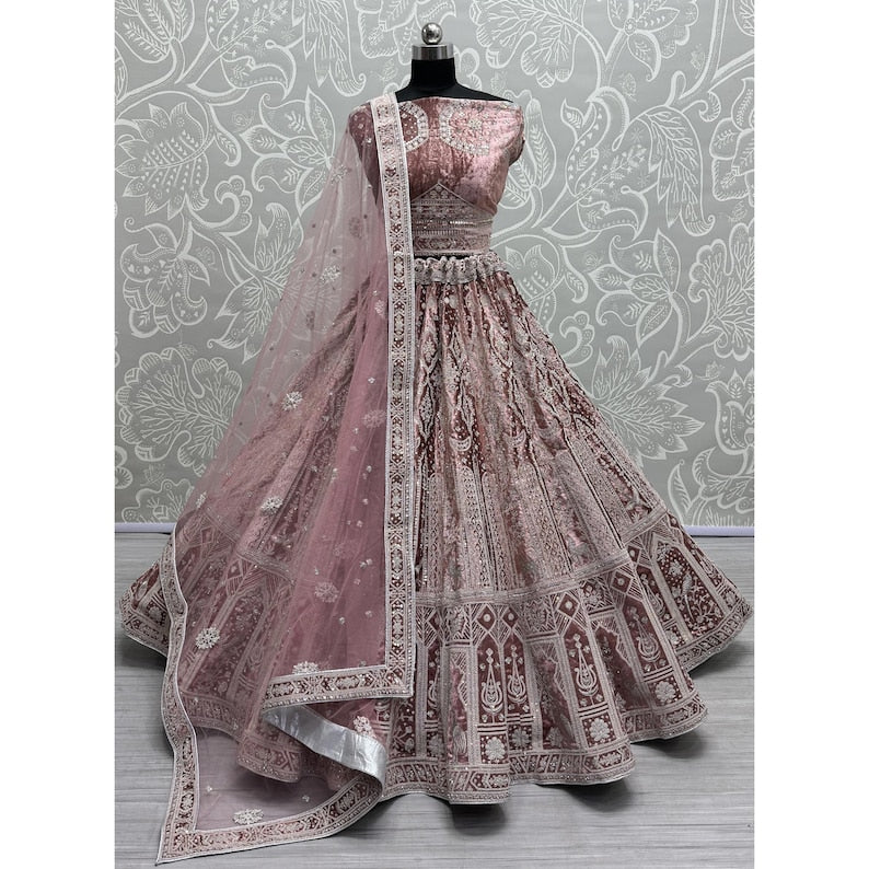 Women's Designer Heavy Dynamic Velvet Bridal Wedding Lehenga Choli