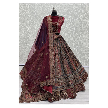 Women's Designer Heavy Dynamic Velvet Bridal Wedding Lehenga Choli