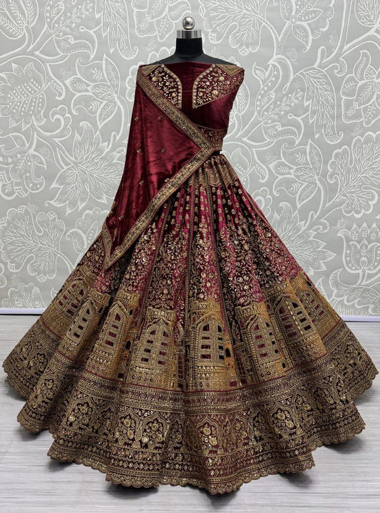 Women's Designer Heavy Dynamic Velvet Bridal Wedding Lehenga Choli