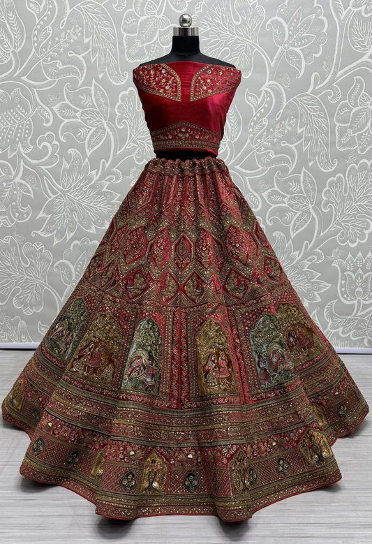 Women's Designer Heavy Dynamic Velvet Bridal Wedding Lehenga Choli