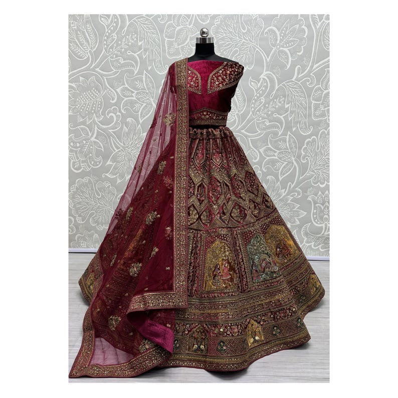 Women's Designer Heavy Dynamic Velvet Bridal Wedding Lehenga Choli