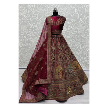 Women's Designer Heavy Dynamic Velvet Bridal Wedding Lehenga Choli
