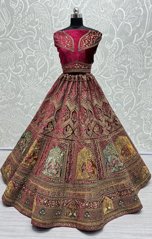 Women's Designer Heavy Dynamic Velvet Bridal Wedding Lehenga Choli