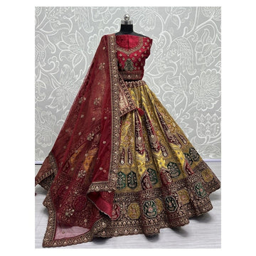 Exclusive Designer Heavy Velvet Lehenga Choli, Beautiful Blouse Piece With Soft Net Dupatta, Wedding & Reception Outfit Wear Lehenga Choli