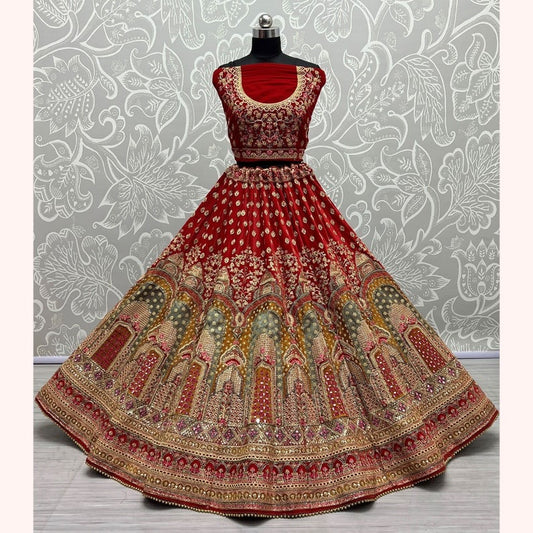 Exclusive Designer Heavy Velvet Lehenga Choli, Beautiful Blouse Piece With Soft Net Dupatta, Wedding & Reception Outfit Wear Lehenga Choli