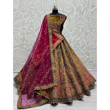 Exclusive Designer Heavy Velvet Lehenga Choli, Beautiful Blouse Piece With Soft Net Dupatta, Wedding & Reception Outfit Wear Lehenga Choli